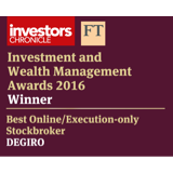 Awarded best online execution only stockbroker 2016 by Financial Times and Investors Chronicle