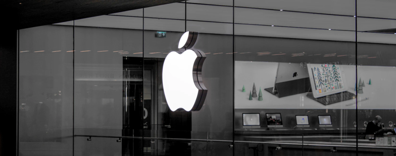 Apple brand logo on wall